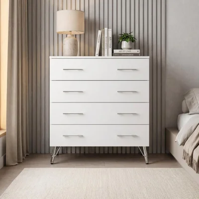The Range Matt White 4 Drawer Chest Of Drawers Bedroom Pull Handles Deep Design - White