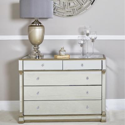 The Range Apollo Champagne Mirrored 5 Drawer Chest of Drawer - Champagne