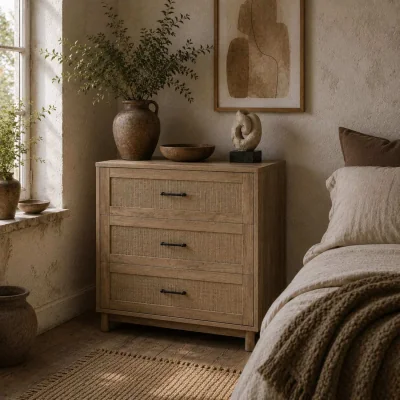 The Range Zima Wood oak-effect 3-drawer storage chest 76 cm wide