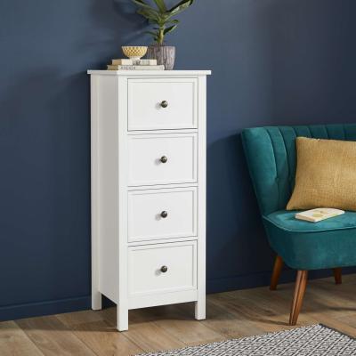 The Range 4 Drawer Tallboy Chest with Changeable Handles in White - White