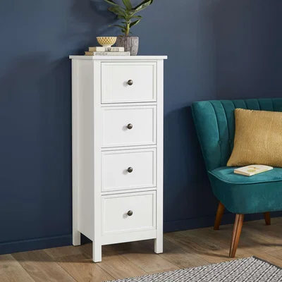 The Range 4 Drawer Tallboy Chest with Changeable Handles in White - White