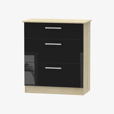 The Range Carlton Three Drawer Deep Chest - Black