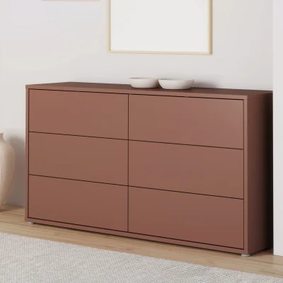 The Range Alice Springs 6 Drawer Wide Chest with Push-Open Drawers in Terracotta - Terracotta