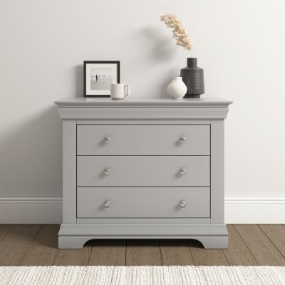 The Range Bordeaux 3 Drawer Chest (Fully Assembled) - Pebble Grey
