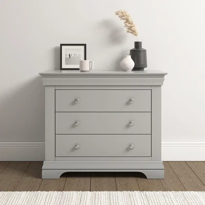 The Range Bordeaux 3 Drawer Chest (Fully Assembled) - Pebble Grey