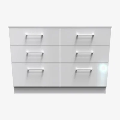 The Range Worcester Ready Assembled 6 Drawer Midi Chest - White Gloss & White