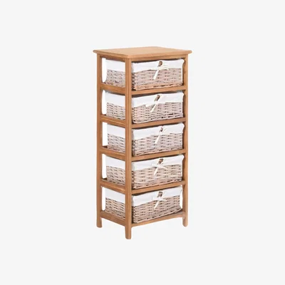 The Range Wicker Basket Storage Unit Bedroom Furniture - Brown / 90cm