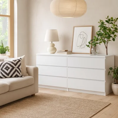 The Range Budapest 6 Drawer Wide Gloss Chest of Drawers - White
