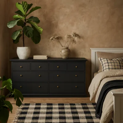 The Range Osaka Farmhouse Dark 8 Drawer Wide Chest of Drawers - Grey