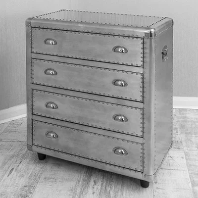 The Range Aluminium Studded Chest of Drawers - Silver