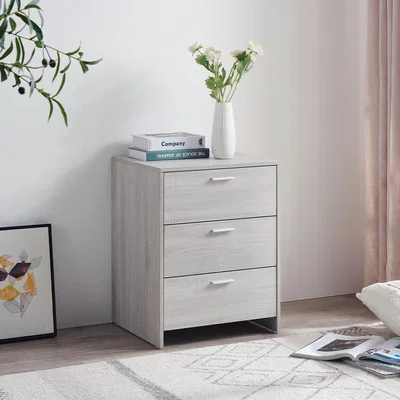 The Range Hartley 3 Drawer Bedside Table - Light Grey