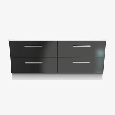 The Range Knightsbridge Ready Assembled 4 Drawer Bed Box - Black Gloss & White