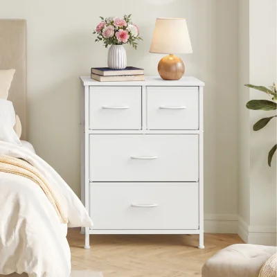 The Range SONGMICS 4-Drawer Chest with Wooden Top, Steel Frame - White