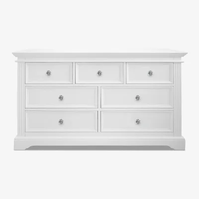 The Range Gainsborough Large 7 Drawer Chest - White / diamond shape crystal handles