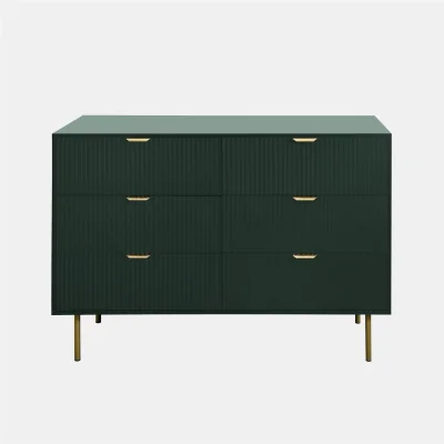 The Range Ribbed 6-Drawer Unit - Deep Forest Green