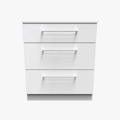 The Range Worcester Ready Assembled 3 Drawer Deep Chest - White Gloss & White
