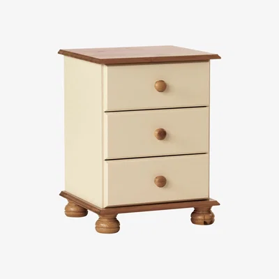 The Range Cecilia Three Drawer Bedside - Cream & Pine