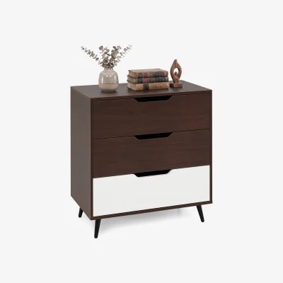 The Range 3 Drawer Modern Dresser with Metal Legs - Brown