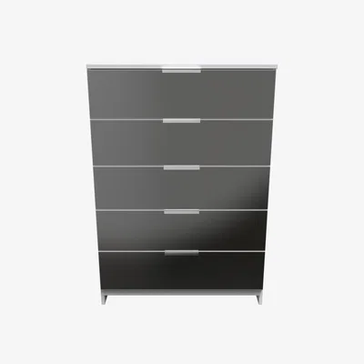 The Range Plymouth Ready Assembled 5 Drawer Chest - Black Gloss & White