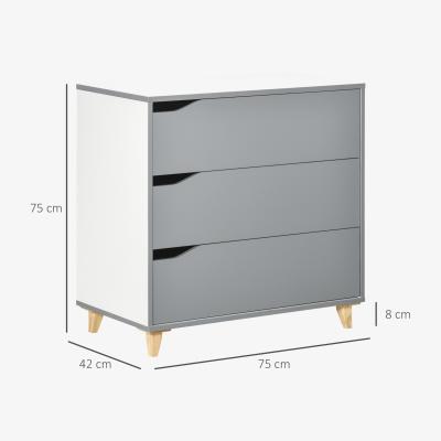 The Range Chest of Drawers 3-Drawer Dresser Storage Organiser Bedroom - Grey