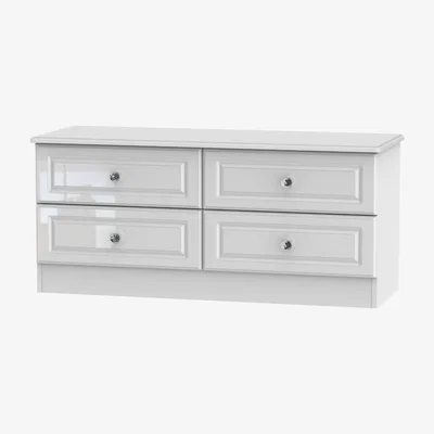 The Range Balmoral Four Drawer White Gloss Bed Box with Crystal Effect Handles - White Gloss