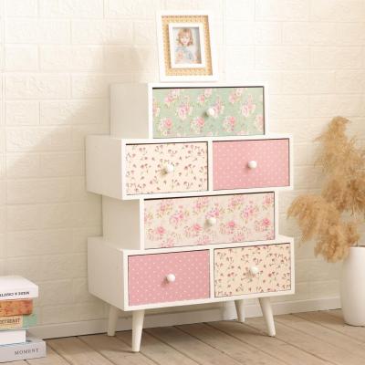 The Range Eccleshall Floral Chest of 6 Drawers - White - White, Multicoloured