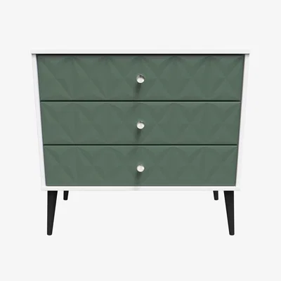 The Range Pixel Ready Assembled 3 Drawer Chest - Labrador Green & White