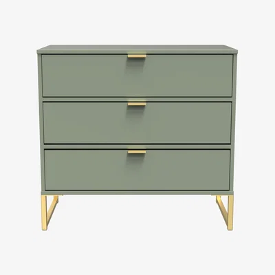The Range Diego Ready Assembled 3 Drawer Chest - Reed Green