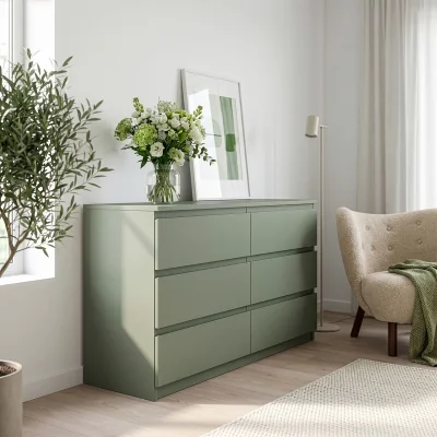 The Range Edmore 6 Drawer Wide Chest - Sage Green