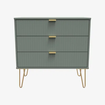 The Range Linear Ready Assembled 3 Drawer Chest - Reed Green