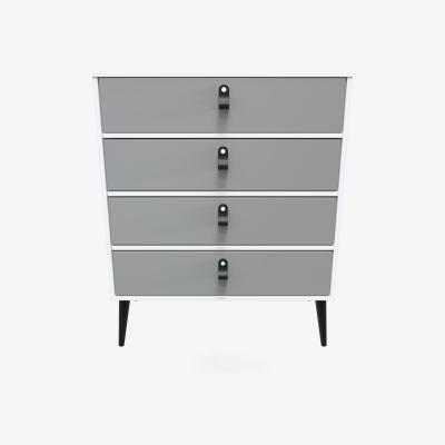 The Range Diego R Ready Assembled 4 Drawer Chest - Dusk Grey & White Matt