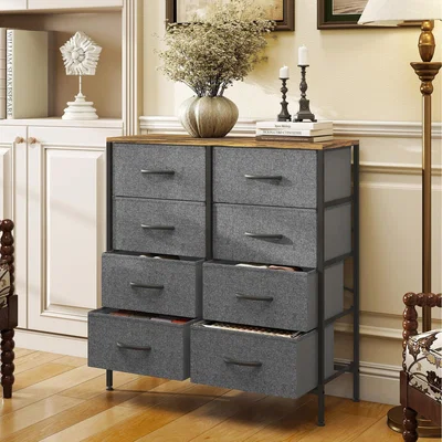 The Range HOMCOM Chest of Drawers Cloth Organizer with Fabric Drawers - Rustic Brown, Grey, Black / 81.5cm