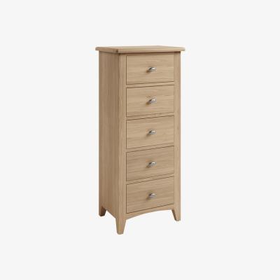 The Range Ashford 5 Drawer Narrow Chest - Light Oak