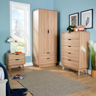The Range Nordica 5 Drawer Chest 120cm Tall Clothing Storage Organiser Unit - Light Oak Effect