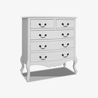 The Range Juliette 5 Drawer Chest - White / swan shape metal handles