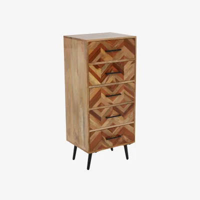 The Range Boho Five Drawer Mango Wood Chest - Natural