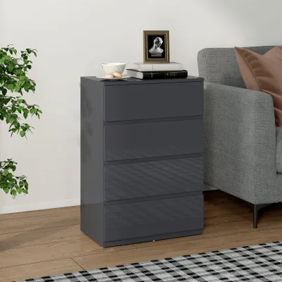 The Range HOMCOM High Gloss Chest of Drawers - Grey