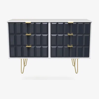 The Range Cube Ready Assembled 6 Drawer Midi Chest - Indigo & White Matt