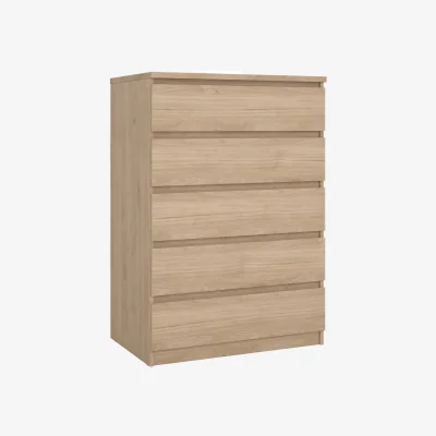 The Range Naia Chest of 5 Drawers in White High Gloss - Oak