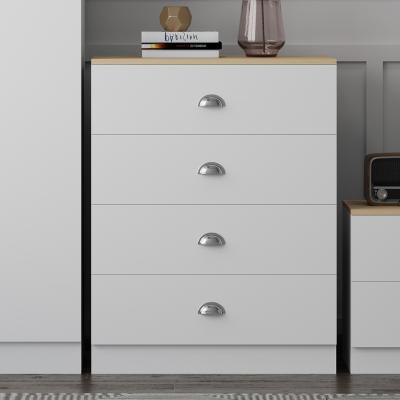 The Range Estonia Chest of Drawers Matt White With Oak Top - Matt White