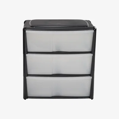 The Range Three Drawer Wide Unit - Black