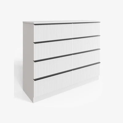 The Range 8 Drawer White Chest of Drawers Ripple Effect Finish - White