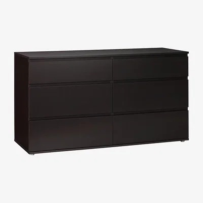 The Range Montego Wide Chest of Six Drawers - Dark Walnut