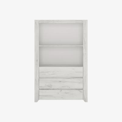 The Range Marbel Three Drawer Cupboard with Open Shelf - White Craft Oak