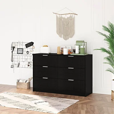 The Range Phoenix Wide Chest 6 Drawer Storage Unit   - Black