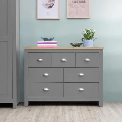 The Range Lisbon Grey Bedroom Chest of Drawers 7 Drawer - Grey