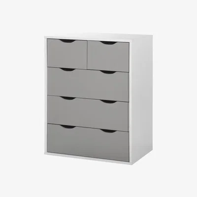 The Range Alton Five Drawer Chest - Grey & White