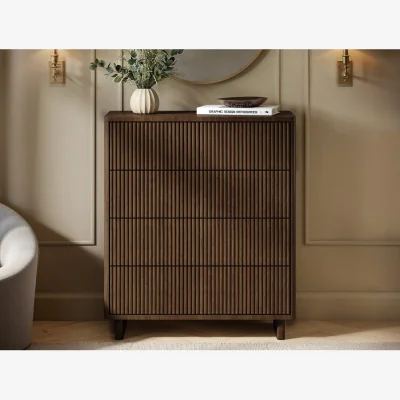 The Range Velmor Ribbed Chest of 5 Drawers - Walnut