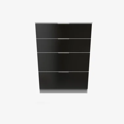The Range Plymouth Ready Assembled 4 Drawer Deep Chest - Black Gloss & White