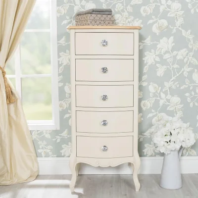 The Range Juliette Tallboy Narrow Chest of Drawers - Champagne / diamond shape crystal handles